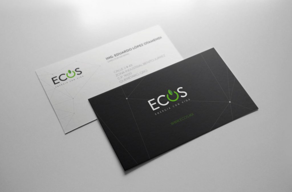 diseño de imagen corporativa tarjetas de presentación marca ecos