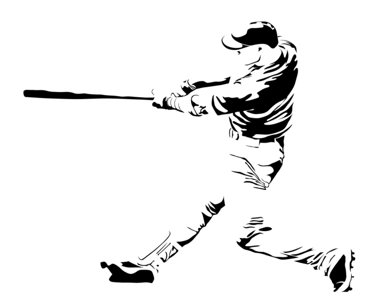 silueta de jugador de beisbol bateando hecha usando la ley de cierre en gestalt para gráficos deportivos